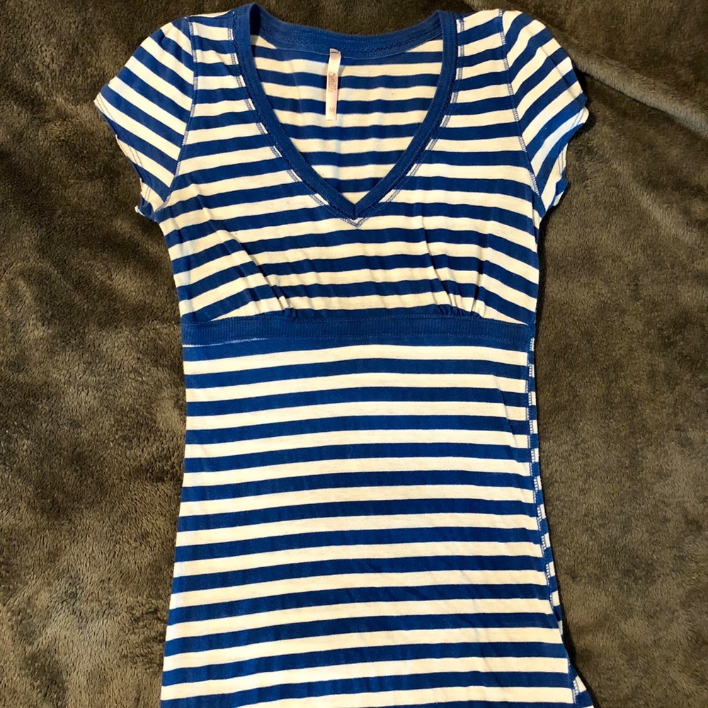 Blue and white blouse